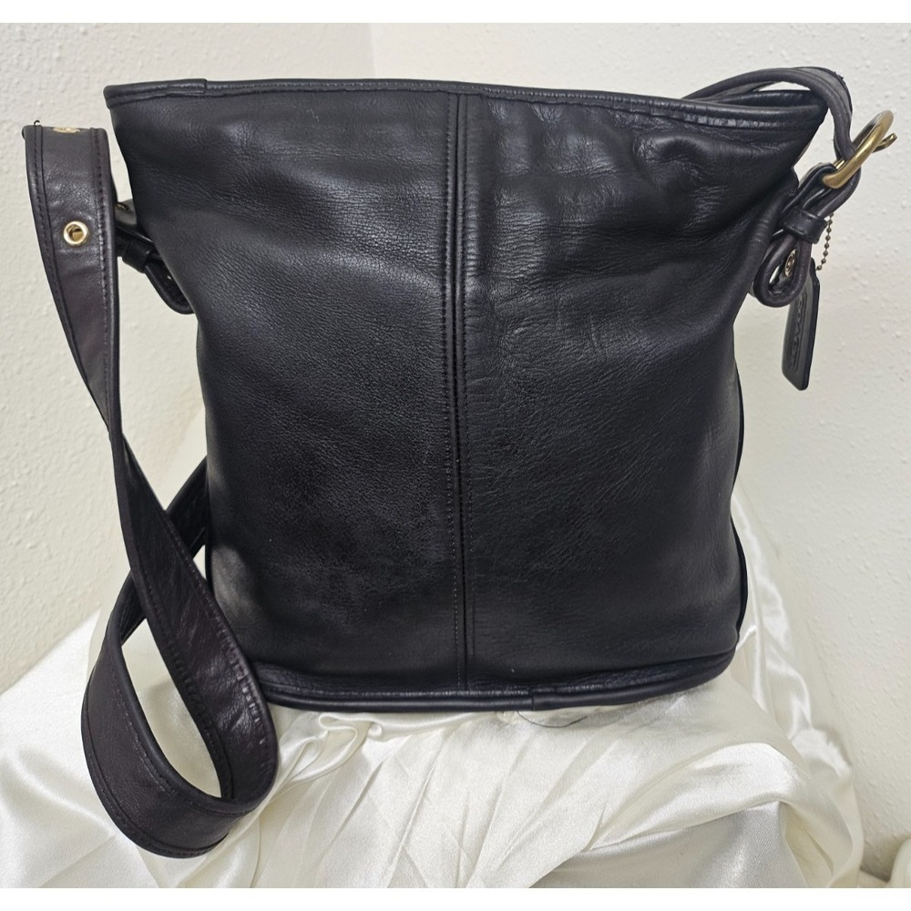 Vintage Coach 4153 Bleecker Bucket Bag/ Black/Glove Tanned Leather + Bonus Strap - Picture 3 of 16